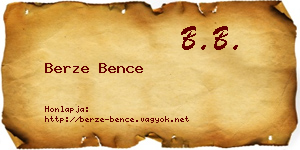 Berze Bence névjegykártya